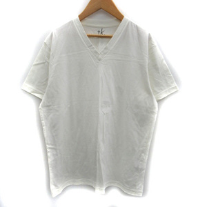 タケオキクチ TAKEO KIKUCHI Tシャツ カットソー 半袖 Vネック 無地 L 白 ホワイト /SM39 メンズ