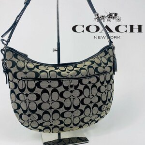 【残り1品】COACHコーチシグネチャー　グレー　ショルダーバッグ　黒