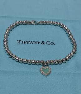 希少　TIFFANY&Co.　ティファニー　リターントゥ ラブブルーハート ビーズボール シルバーＳＶ925 ブレスレット