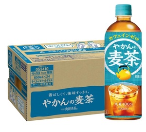 【新品】コカ・コーラ やかんの麦茶 650ml × 24本 from 爽健美茶 カフェインレス　ラベルあり/ラベルなし　消費期限25年2月