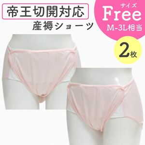 M〜3Lサイズ相当 帝王切開対応 産褥ショーツ 全開タイプ 産じょくショーツ 新品 2枚 フリーサイズ