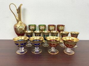 9 ベネチアングラス　金彩 グラス アンティーク ゴールド リキュールグラス ショットグラス ワイングラス 