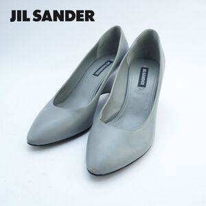 Jil Sander ジルサンダー 35 1/2 22.5. パンプス イタリア製 ヒール ポインテッドトゥ レザー グレー /GC60