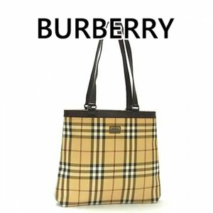 BURBERRY バーバリー ナイロン×レザー トートバッグ ショルダー ベージュ系×ブラウン系 4058