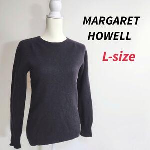 MARGARET HOWELL カシミア混 クルーネック ニット 表記サイズL 82682