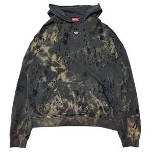 DIESEL ディーゼル　24SS Damaged Pullover Hoodie ブラック サイズ:L