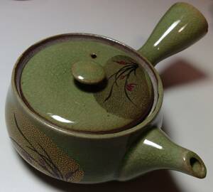 昭和の美　青磁　金蘭図　急須　昭和期煎茶茶器