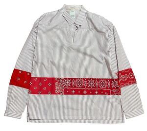 17ss visvim 0117105011012 KERCHIEF BORDER TUNIC SHIRT RED STRIPE BANDANA ビズビム ボーダー チュニック ストライプ/バンダナ シャツ 2