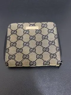 GUCCI GGパターン 二つ折り財布 ラウンドファスナー