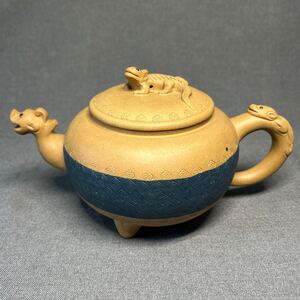 紫砂壷　紫砂急須　宜興　紫砂　名人作品　在銘あり　朱泥　茶道具　煎茶　茶道　特大サイズ　管理017