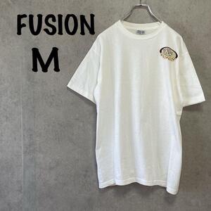 【FUSION】（M）プリントTシャツ＊サーフィン＊USA＊カジュアル＊綿＊白