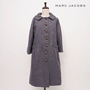 MARC BY MARC JACOBS マークバイマークジェイコブス 花柄ジャガード織コート 総柄 丸襟 ポケット付 水色 ブルーグレー サイズS*XC735