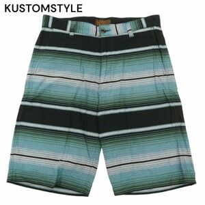 美品★ KUSTOMSTYLE カスタムスタイル 春夏 ボーダー ネル ショート パンツ Sz.34　メンズ 日本製 大きいサイズ　C4B02408_6#P