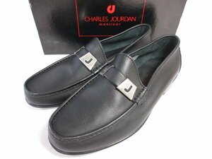 未使用 【シャルルジョルダン CHARLES JOURDAN】 レザー Uチップ ローファー スリッポン 紳士靴 (メンズ) size8EE 黒□30MZA6293□