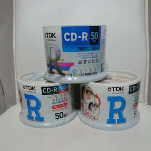 新品未開封 TDK CD-R 50枚 x 3セット 700MB ホワイトレーベル プリンタブル 5色カラーMIX 未使用 80分 データ用