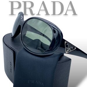 【美品】PRADA プラダ sunglasses サングラス　三角ロゴ 三角プレート ブラック ユニセックス レディース ブラック