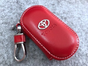 ★トヨタ TOYOTA ★レッド★スマートキーケース 車用 PUレザー 男女兼用 収納 ラウンドファスナー キーホルダー キーカバー 軽量