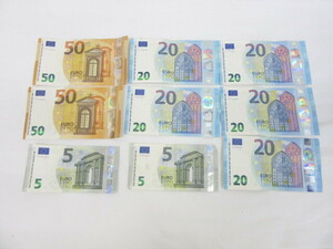 7D486◎EURO ユーロ 紙幣 額面総額 210ユーロ (50EURO×2枚/20EURO×5枚/5EURO×2枚) 外国紙幣 ヨーロッパ 札◎中古