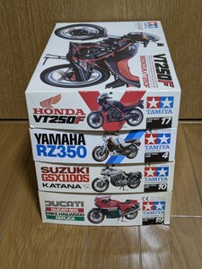 タミヤ　1/12　ヤマハRZ350　ホンダVT250F　スズキGSX1100Sカタナ　ドウカティ900MHレプリカ　４個セット