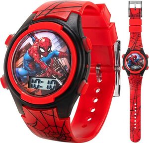 キッズ ライトアップウォッチ (バットマン 怪盗グルーの月泥棒 パウパトロール ショップキンズ スパイダーマン) Spiderman:Red レッド