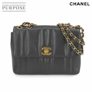 新品同様 シャネル CHANEL マドモアゼル チェーン ショルダー バッグ キャビアスキン ブラック ココマーク ゴールド 金具 90231740