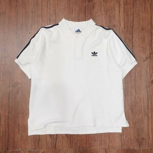 90s adidas ポロシャツ　L/白　アディダス　珍品