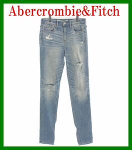 Abercrombie&Fitchスキニー ストレッチ ジーンズ 26 ライトブルー