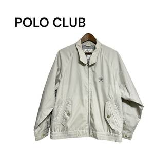 1円～ POLO CLUB ポロクラブ Mサイズ ブルゾン ジャケット アウター ベージュ メンズ 汚れあり ジップアップ ポリエステル ポケット ロゴ