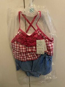 《未使用》 セパレート 水着 レッド チェック 女の子 キッズ 120cm 胸囲57-63cm 腰囲62-70cm 《アウトレット》TAT67