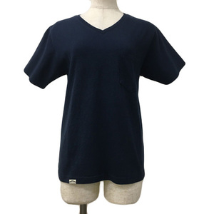 未使用品 ジャパンブルージーンズ JAPAN BLUE JEANS Tシャツ カットソー プルオーバー Vネック 無地 半袖 XS 紺 ネイビー レディース