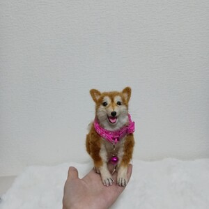 ++nannan++　羊毛フェルト　お座り柴犬　子犬　犬　手乗りサイズ　ハンドメイド　インテリア　置物