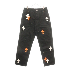 CHROME HEARTS クロムハーツ CARPENTER CEME CROSS PATCH カーペンタークロスパッチロングパンツ ブラック/ホワイト/オレンジ