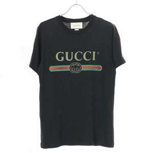 GUCCI グッチ ヴィンテージロゴ プリント オーバーサイズTシャツ 457095 X5L89 ブラック XXXS ITNIG81A0T28