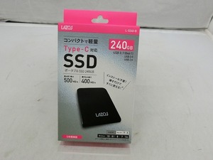 【未使用】 リーダーメディアテクノ LAZOS ポータブルSSD 240GB L-S240-B