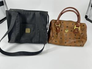 MCM エムシーエム モノグラム ハンドバッグ ショルダーバッグ キャメル ブラック レディース 中古 まとめ売り 2点セット 