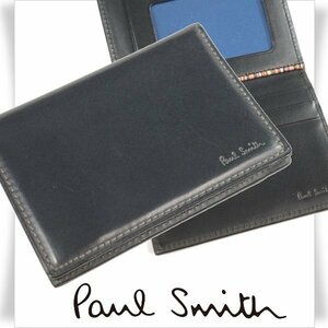 未使用1円～★ポールスミス Paul Smith 牛革 本革レザー 定期入れ カードケース パスケース オールドL2 ブラック 黒 本物 ◆3711◆