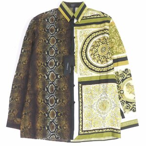 未使用品□VERSACE ヴェルサーチ 2020年製 A84050 シルク100％ バロック メデューサ パイソン柄 長袖シャツ マルチ 39 イタリア製 正規品