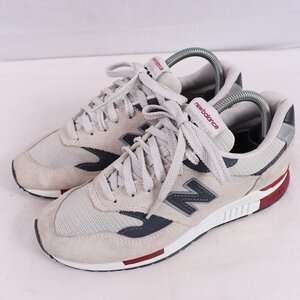 840 ニューバランス 24.5cm/new balance グレー 灰色 ダークグレー 赤 中古 古着 スニーカー メンズ レディースyy9648