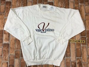 訳あり新品！VALENTINO ヴァレンティノ メンズ レディース ロゴ刺繍 スウェットトレーナー F オフホワイト コットン