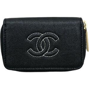 CHANEL/シャネル ココマーク コインケース Gカード/Sシール付 コインケース キャビアスキン ブラック/ゴールド金具 レディース