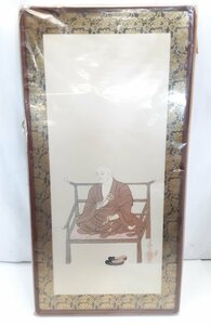 §　A47666　弘法大師　額装　仏画　大型　約92×46㎝　空海　仏教　美術品　※色褪せ、汚れあり　中古