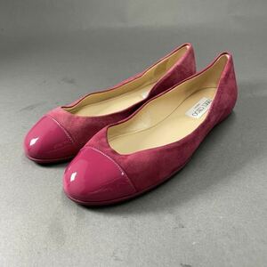 ○ 2b9 JIMMY CHOO ジミーチュウ イタリア製 GAZE FLAT フラット パンプス シューズ 35 パープル スエード パテントレザー バレエシューズ