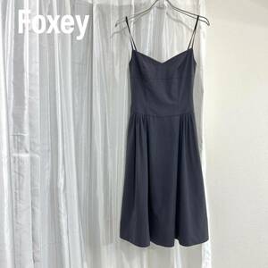 FOXEY NEWYORK フォクシーニューヨーク ロングワンピース　ドレス キャミワンピース タック　プリーツ フレアスカート パーティ　結婚式