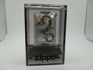 ZIPPO ジッポ ライター 使用済み/2006年 黒檀象嵌加工両面使用 竜