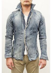 junhashimoto ジュンハシモト　デニムシャツRINKLE DENIM SHIRT リンクルデニムシャツ　4 Lサイズ　AKM WJK 