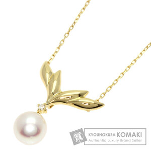 MIKIMOTO ミキモト パール 真珠 1P ダイヤモンド ネックレス K18イエローゴールド レディース 中古