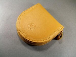 ★【即決・激安】牛革 半円型（馬蹄形） 小銭入れ（コインケース） 新品 黄.