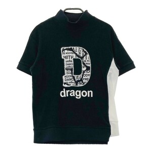 DANCE WITH DRAGON ダンスウィズドラゴン ハイネック 半袖Tシャツ パイル地 ロゴ×スパンコール ブラック系 2 [240101225626]