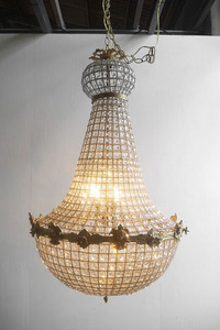 アンティーク調　フランス　ガラス装飾　6灯シャンデリア　B [pc-607]　ライト　ランプ