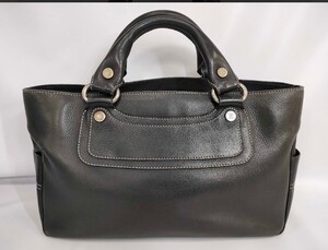 １円スタート【超人気】 セリーヌ CELINE レザー ハンドバッグ ブラック系